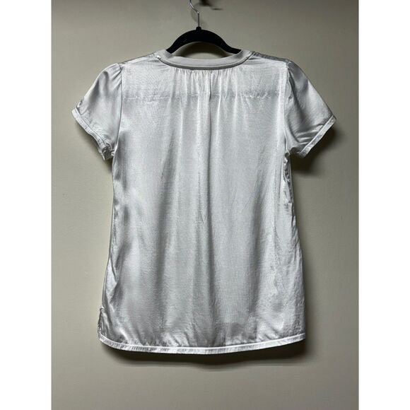 NATION LTD June Sateen V-Neck Top in White, Sz XS - Picture 4 of 7